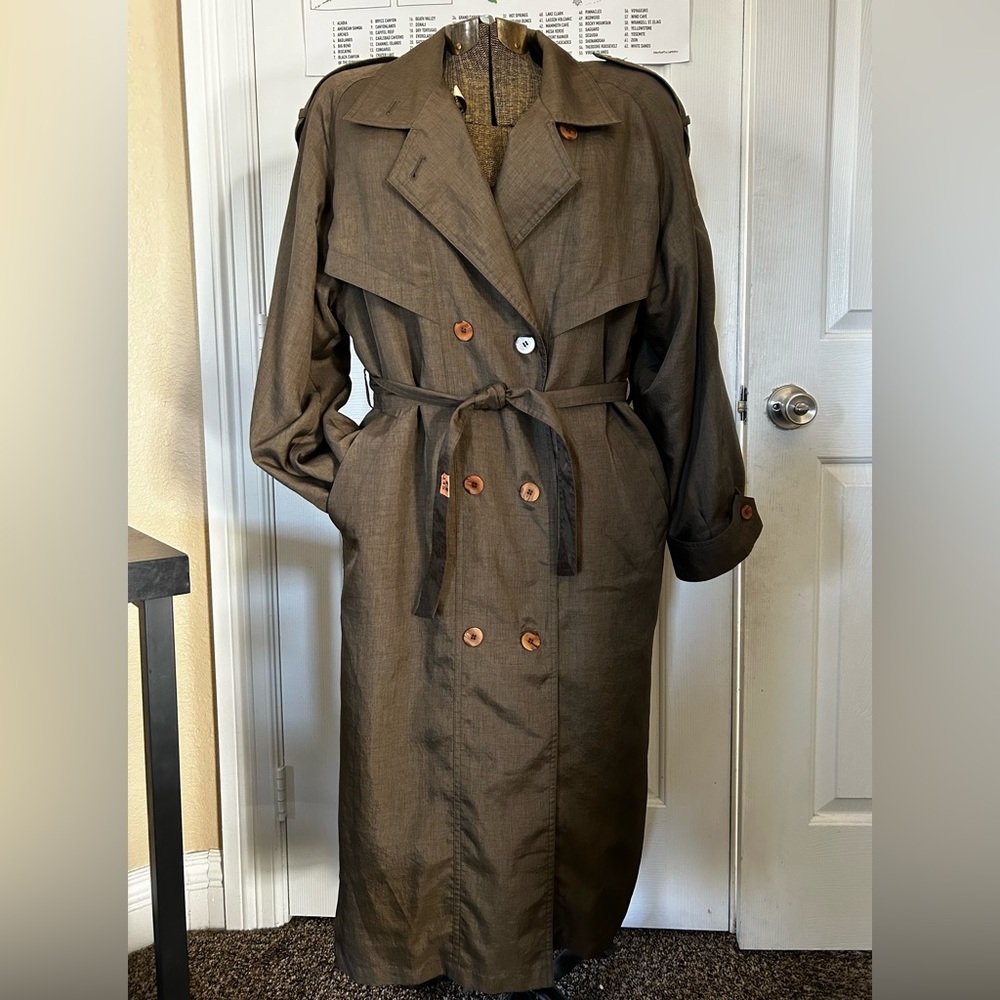 Vintage Army Green Weather Master Trench Coat Size 12